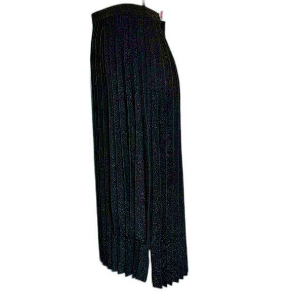 Lewit Metallic Black Pleated Knit Midi Skirt - Picture 2 of 9
